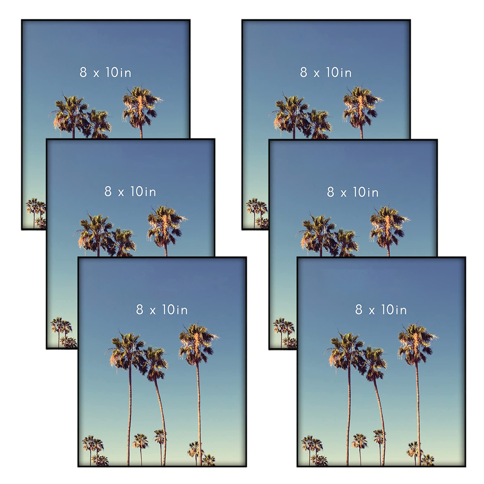 6 Pcs 8×10 Inch Front Loading Picture Frame with Shatter-Resistant Glass, Black