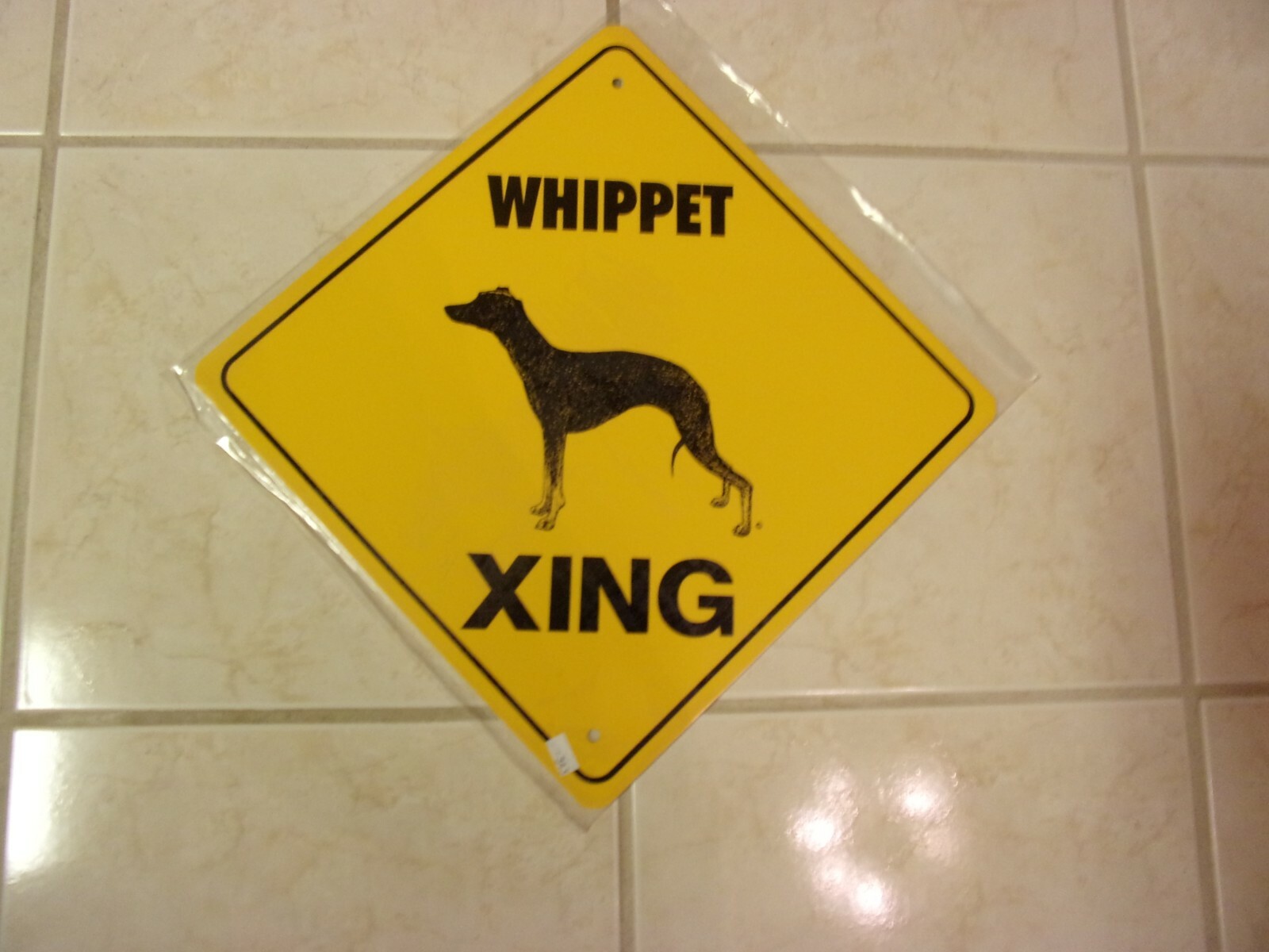 WHIPPET XING Aluminum Novelty Amber Sign 17&Prime; X 17&Prime; DIAGONAL SIGN ( Crossing )