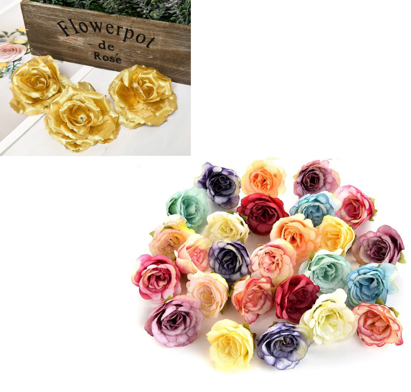 50PCS Artificial Flowers Silk Roses Heads Bulk for Wedding Party Decoration 2&Prime;