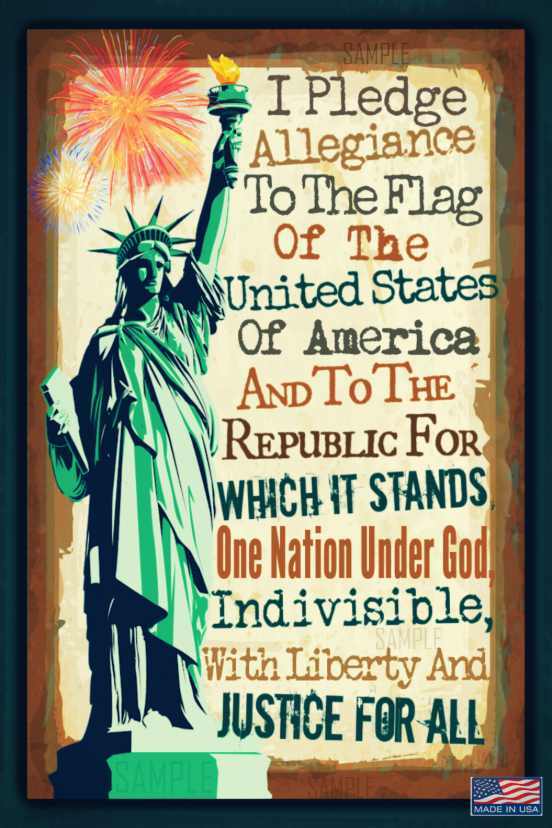 PLEDGE OF ALLEGIANCE! METAL SIGN USA! 8&Prime;X12&Prime; MILITARY PATRIOTIC UNCLE SAM TRUMP