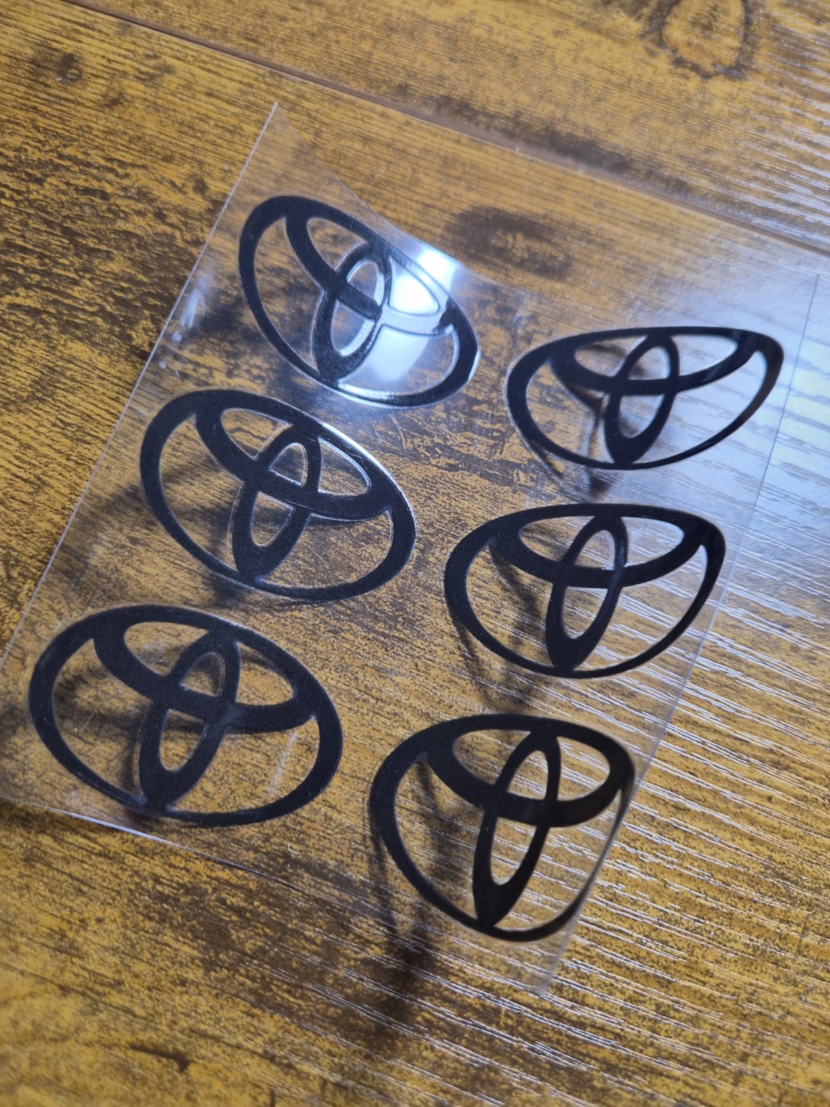 6 pc. T LOGO 2&Prime; BLACK UV DTF Decal Sticker waterproof USA NOT VINYL