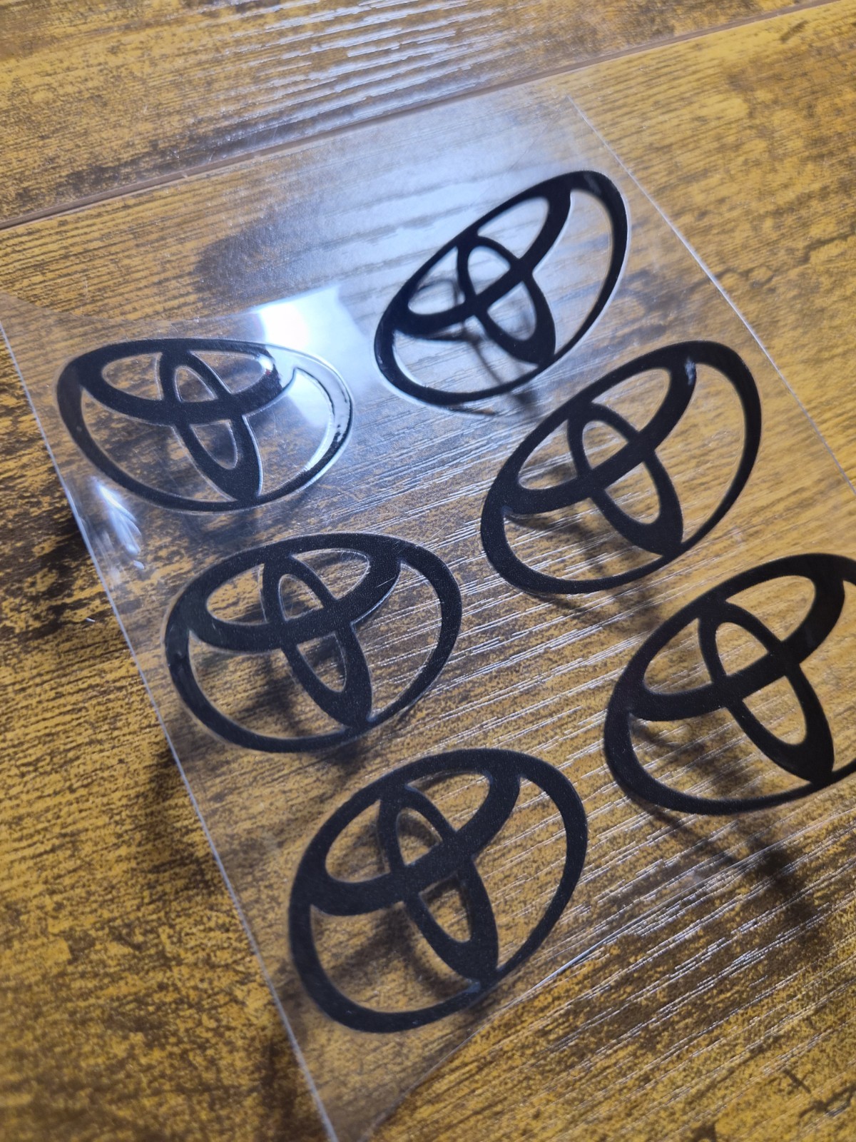 6 pc. T LOGO 2&Prime; BLACK UV DTF Decal Sticker waterproof USA NOT VINYL