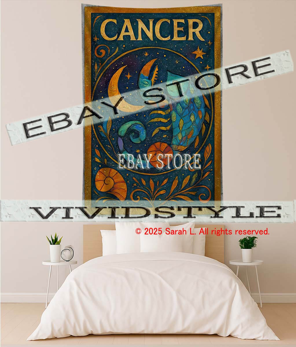 Cancer Zodiac fabric tapestry Astrology background cloth 59X82 in