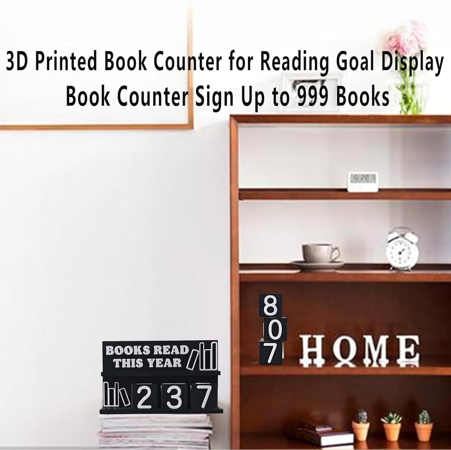 Books Read This Year Tracker, 3D Printed Book Counter for Reading Goal Display