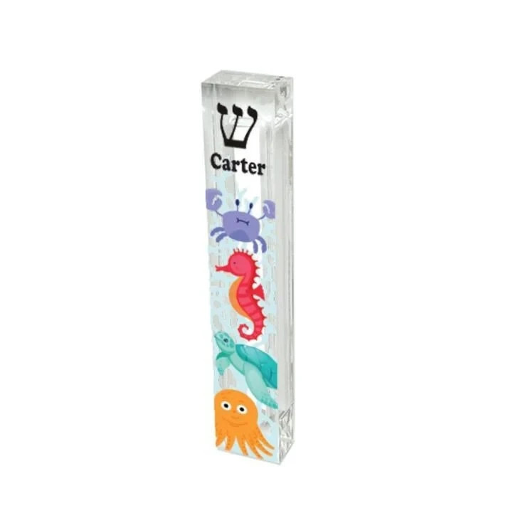 Under the Sea Mezuzah – Custom Acrylic Mezuzah Case – New Baby Judaica Gift