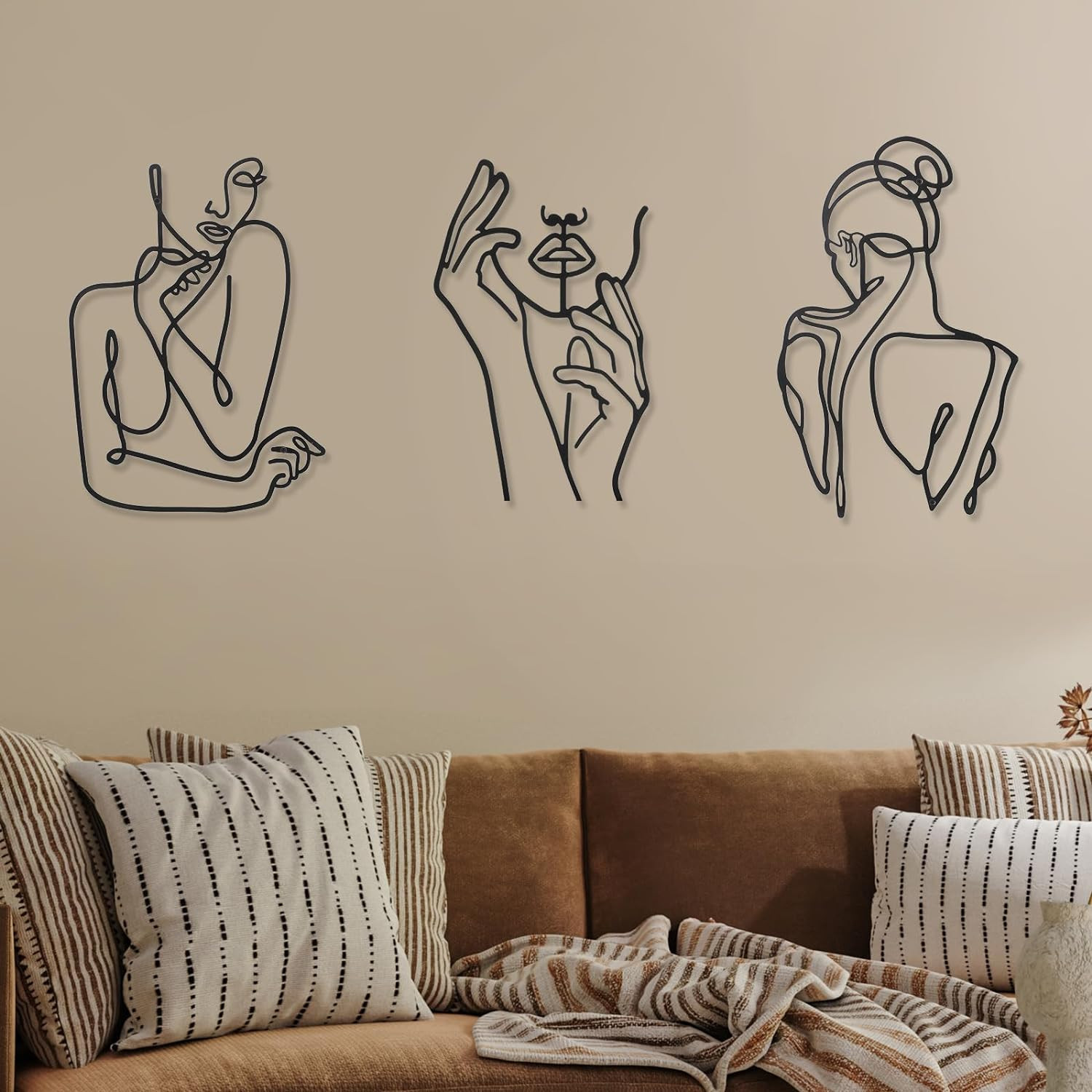 3 Pcs Metal Wall Art Decor Minimalist Abstract Woman Wall Art Metal