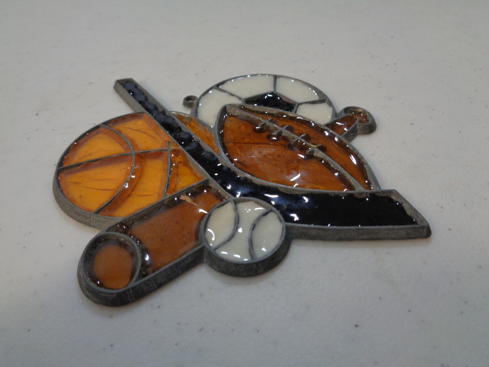 Sports Fan Suncatcher Hockey Soccer Baseball Football Handmade 3-3/4&Prime; x 4&Prime; Small
