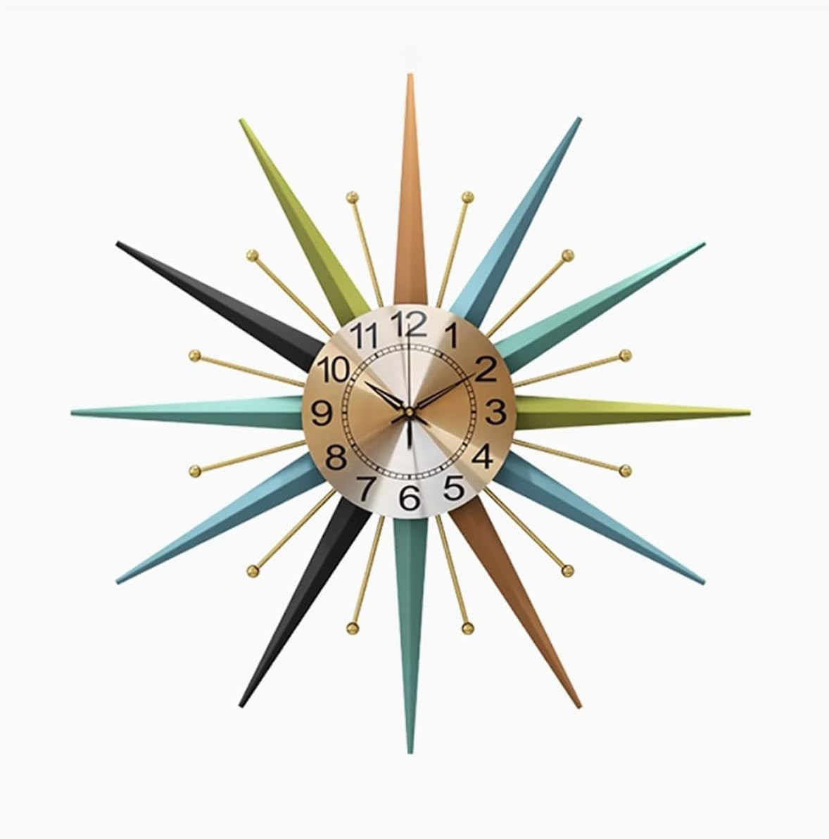 22&Prime; Mid-Century Star-Shaped Silent Metal Crystal Wall Clock for Any Room