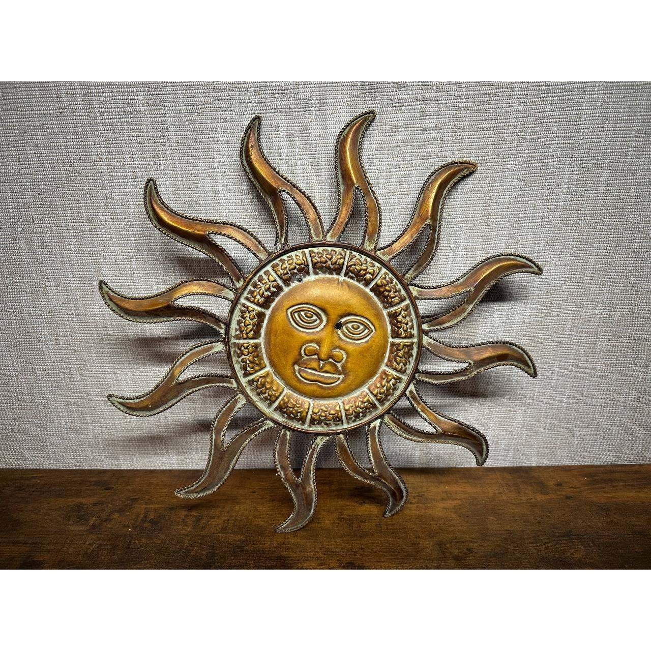 Vintage Metal Sun Face Wall Art Celestial Hanging Decor Bronze Tone – 008 (92)