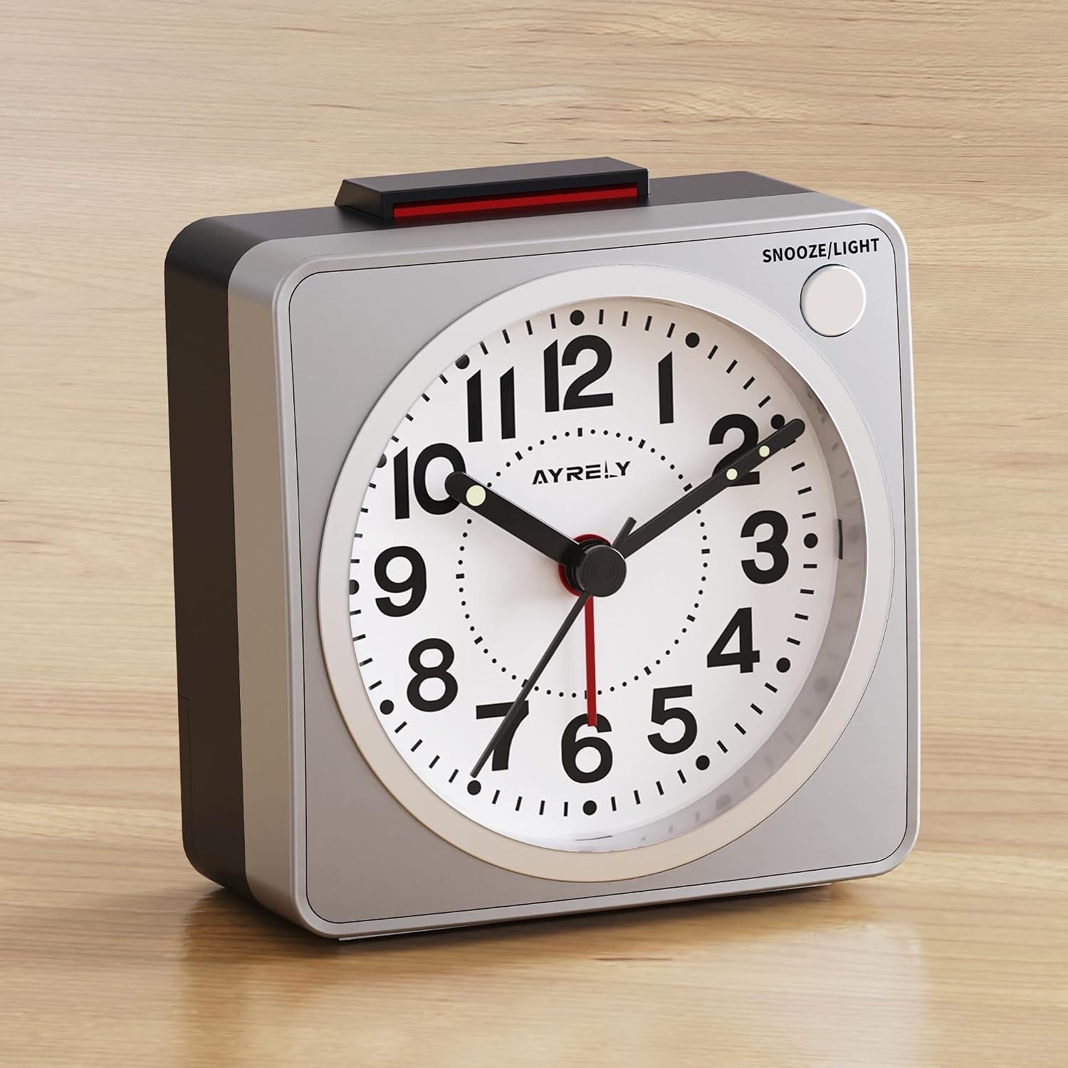 AYRELY® 2.6&Prime; × 1.4&Prime; Ultra Small Battery Operated Analog Travel Alarm Clock,