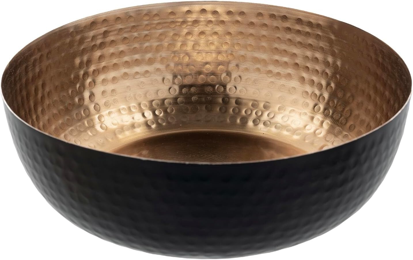 Black Metal Decorative Bowl with Copper Tone Interior, Coffee Table Candy Dish
