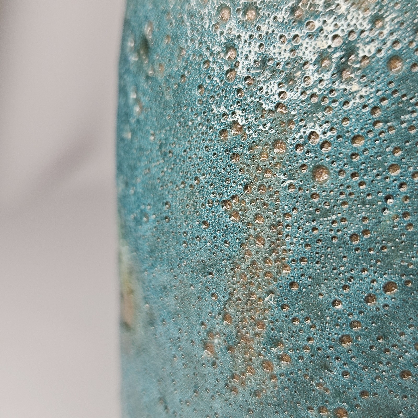 Crate & Barrel CB2 Turquoise 6&Prime; Bud Vase Crude Brutalist Rustic Blue Green Metal