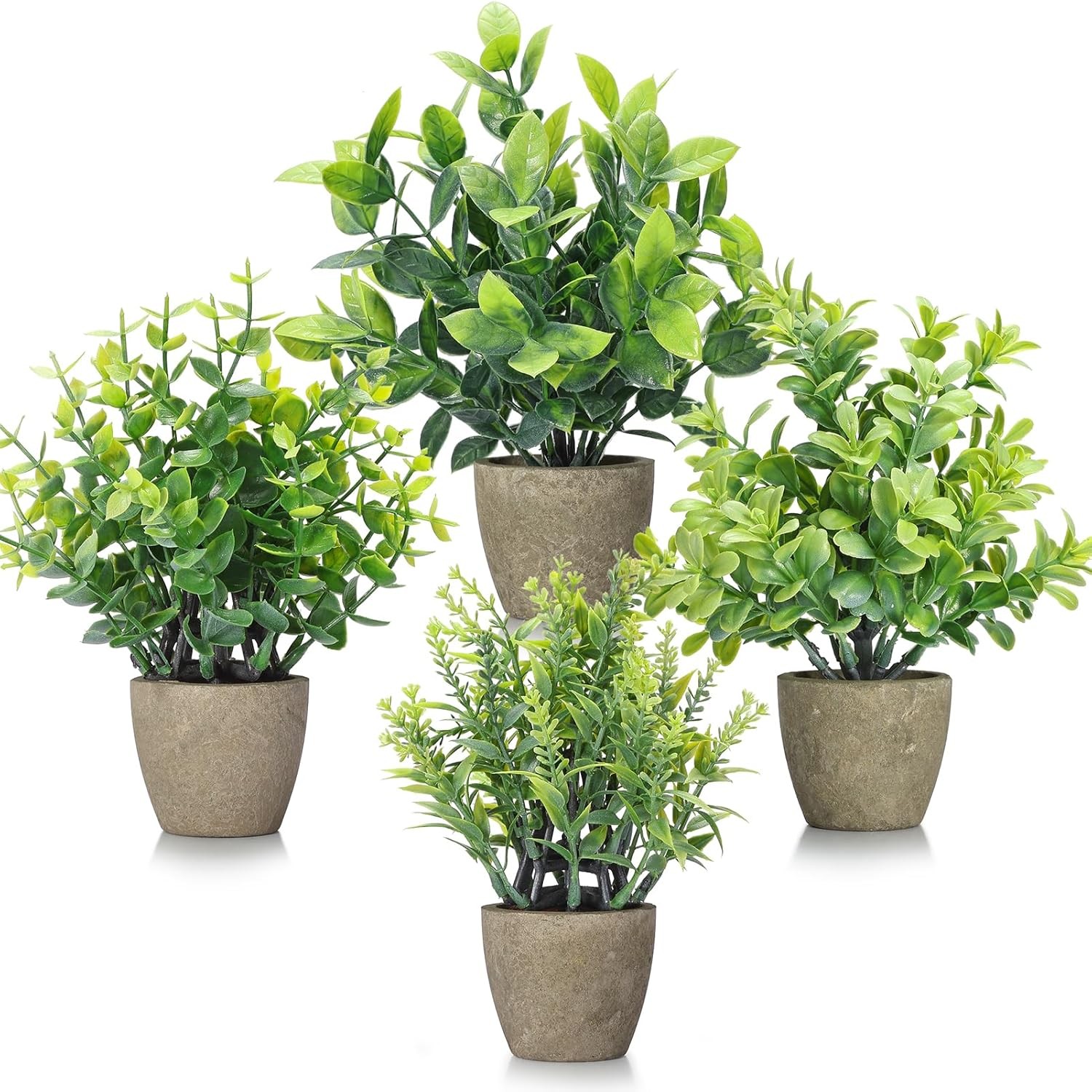 4 Pack Fake Plants Ceramic Mini Artificial Greenery Potted Plants for Home Decor