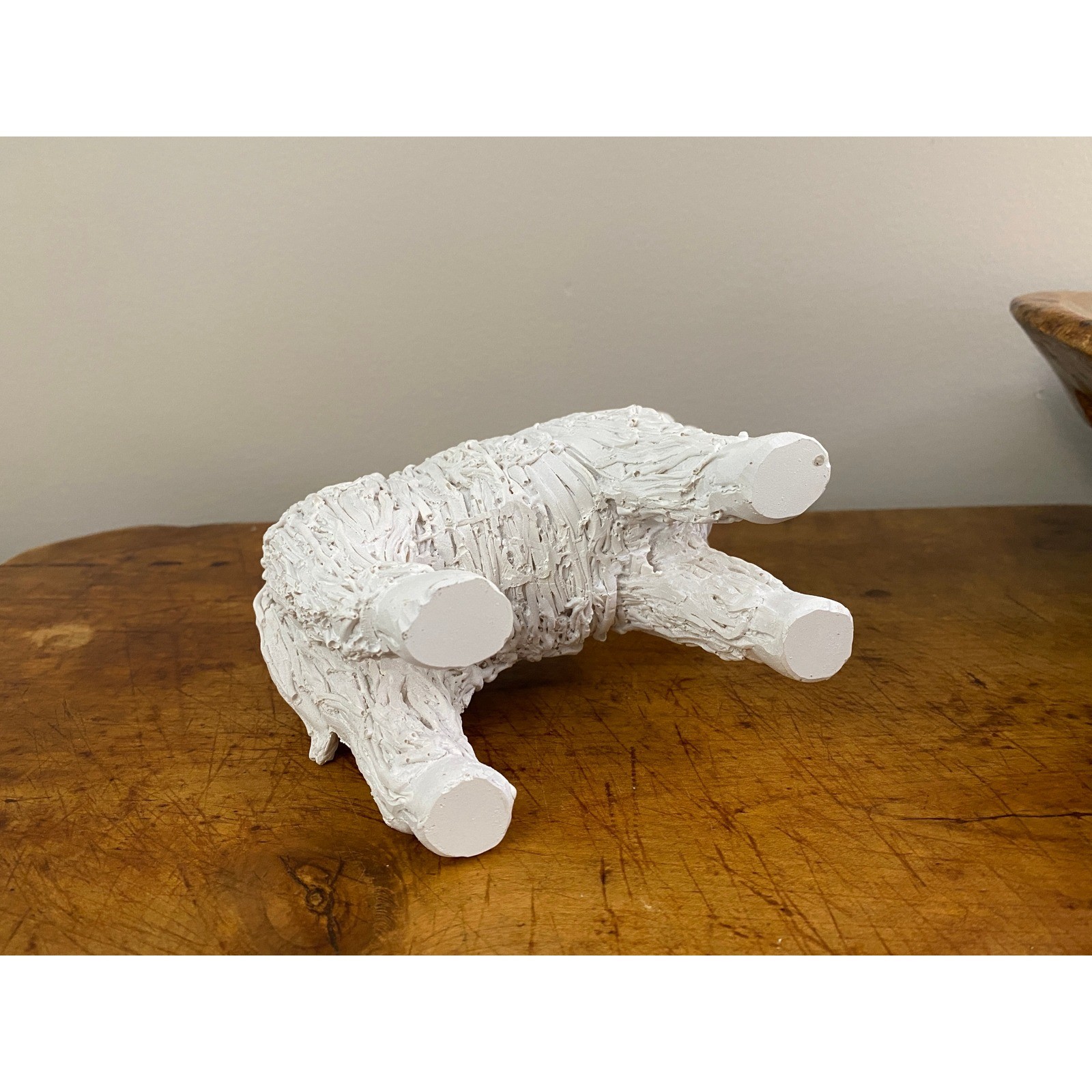 White Highland Cow Figurine Spaghetti Resin Sculpture Farmhouse Cottagecore