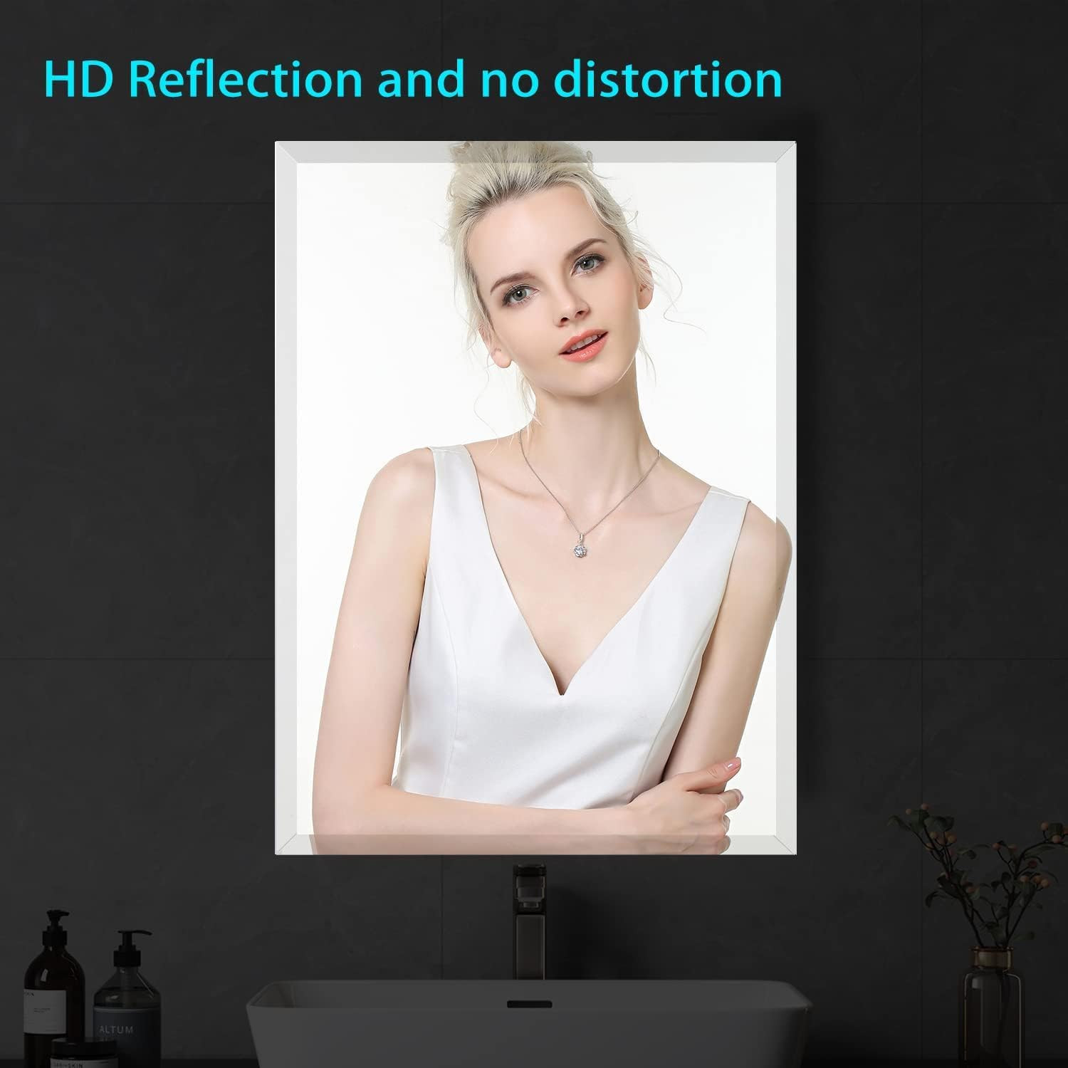 Frameless 60×36 Inch Beveled Edge Bathroom Mirror – Shatterproof & Wall Mounted