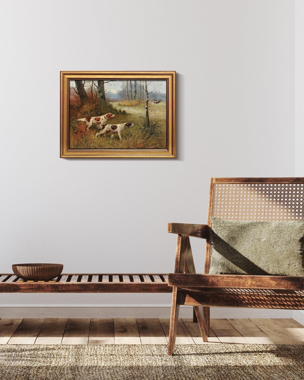Vintage Dog Wall Art Decor 12×16 Inch – Framed Canvas Print