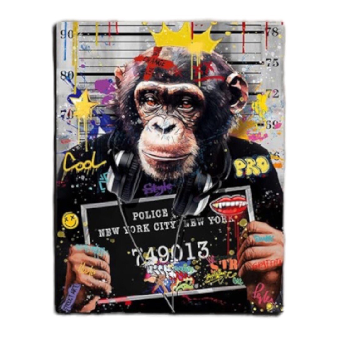 Banksy Cavas Wall 12” X 16” Graffiti Mischievous Monkey Urban Art Decor