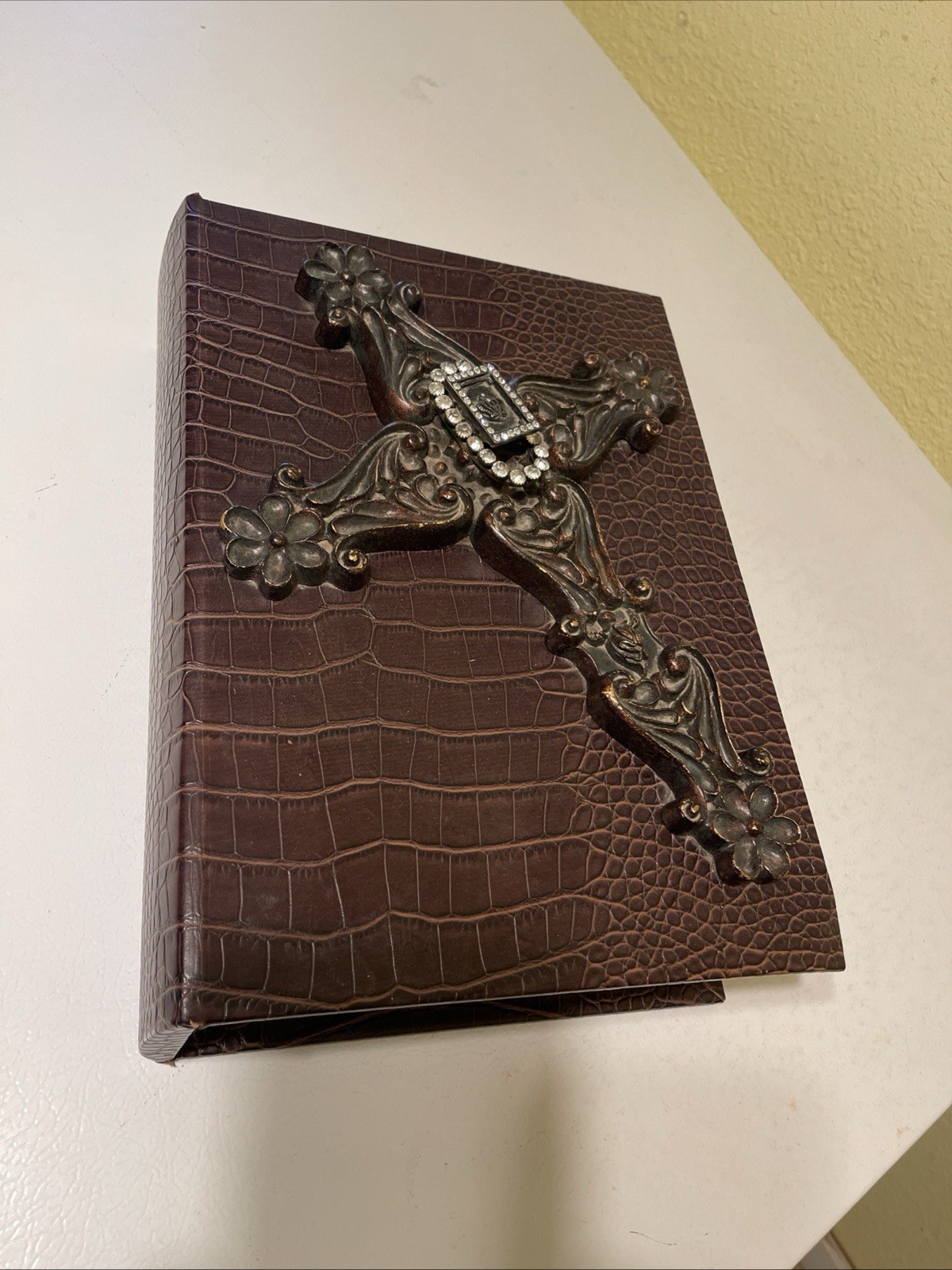 Decorative book storage box 13 x 9 .5 x 3.5 Made of wood 4.5 lbs Free Shipping