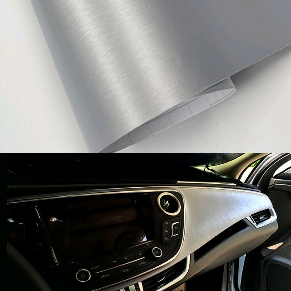 Metallic Brushed Aluminum Vinyl Wrap Film Car Sticker Decoration Air Bubble Free