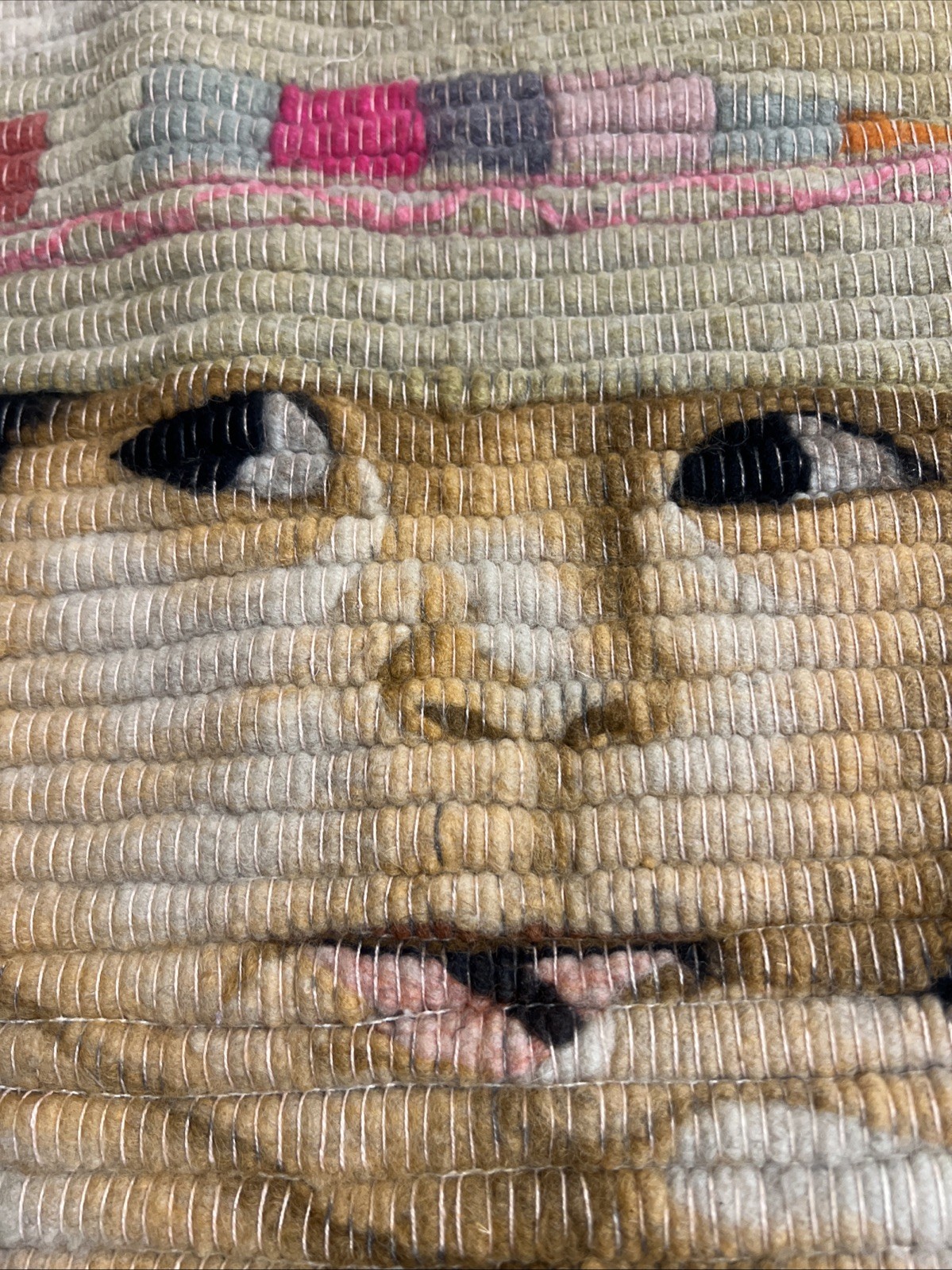 Mid Century Peruvian Folk Woven Wall Tapestry Cultural Art Child Peru, 42×36