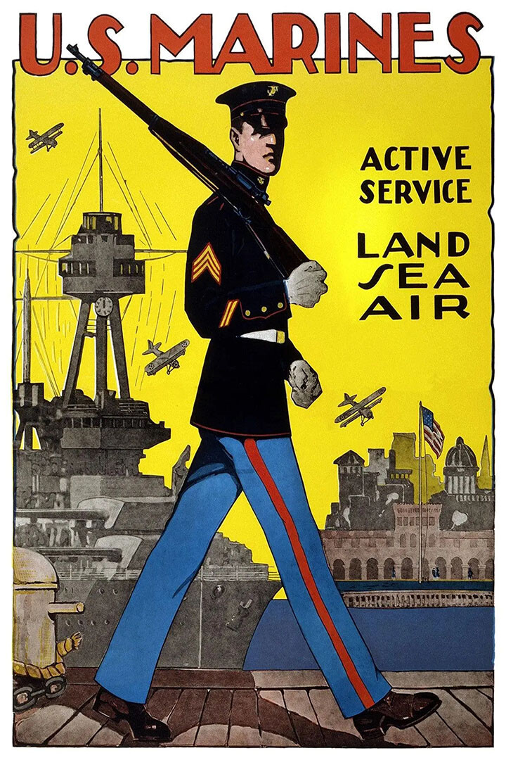 Us Marine Army Service Army Sea Air Vintage Style Wall Art Home – POSTER 20&Prime;x30&Prime;