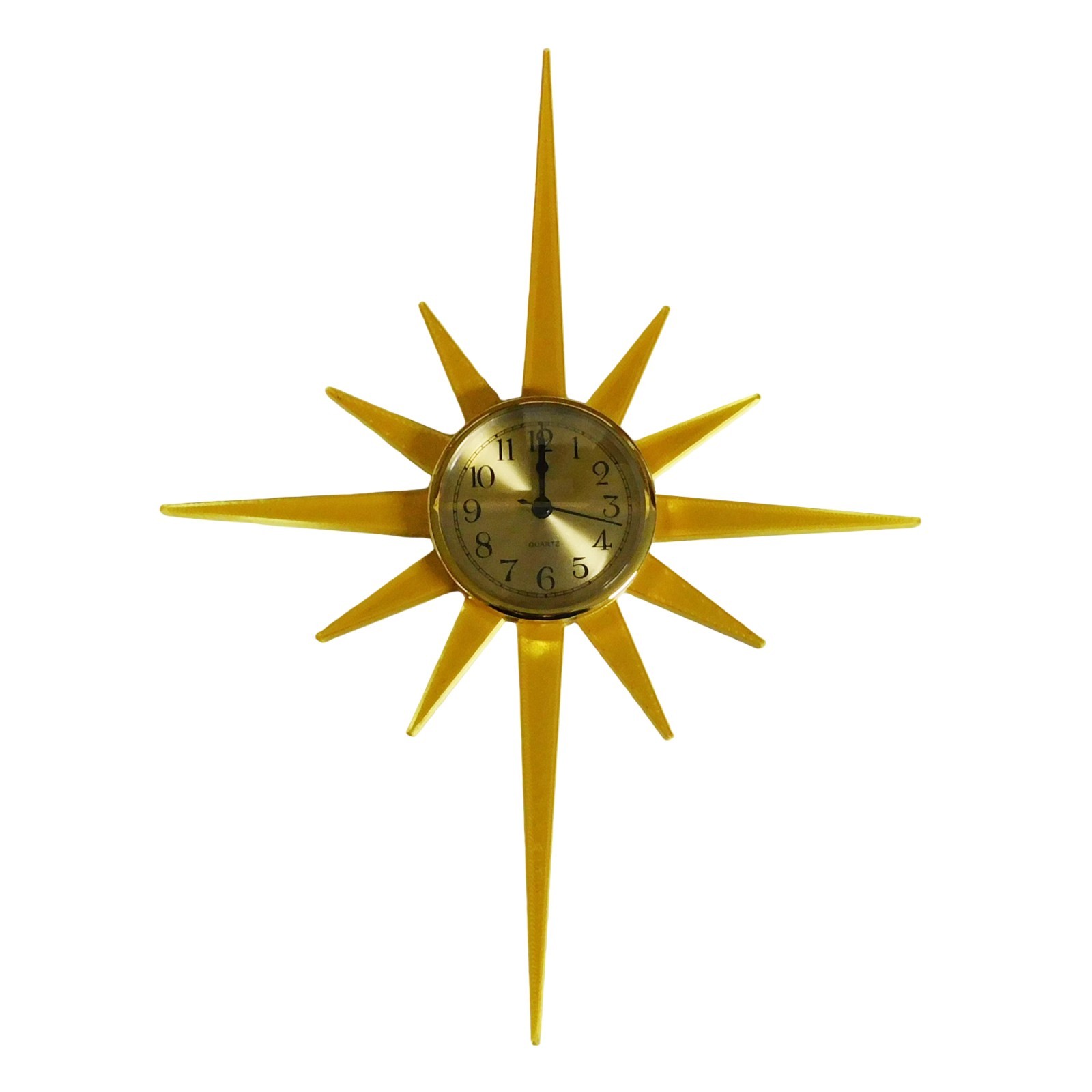 Mid Century Modern Sunburst Wall Clock – 3D Printed– 16&Prime; x 12&Prime;