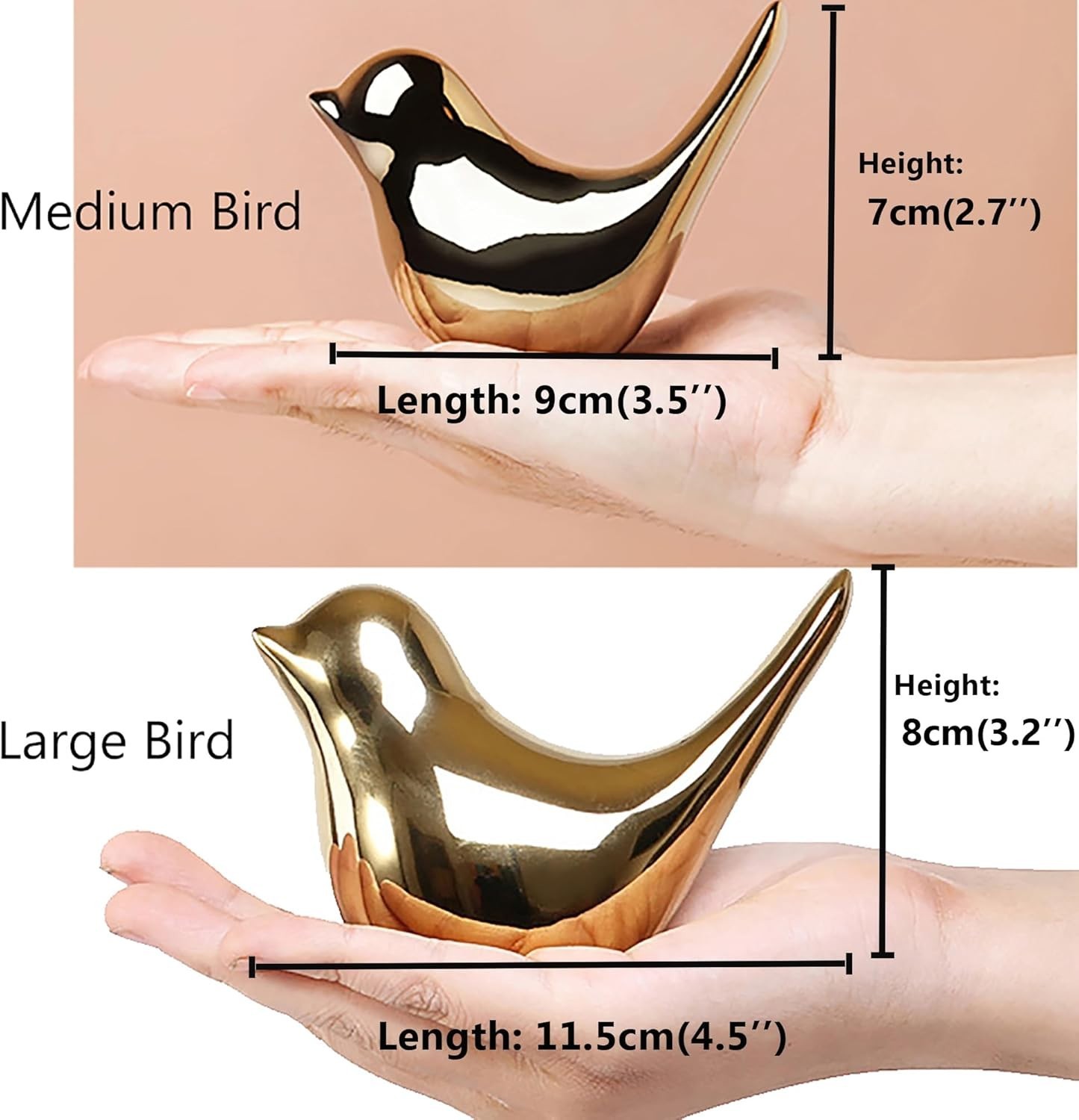 Ceramic Gold Bird Statues Set Home Decor Modern Figurines for Living Room