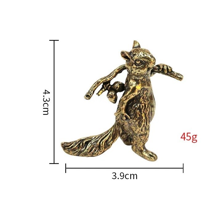 Brass Squirrel Animal Statue Small Sculpture Tabletop Figurine Decor Gifts