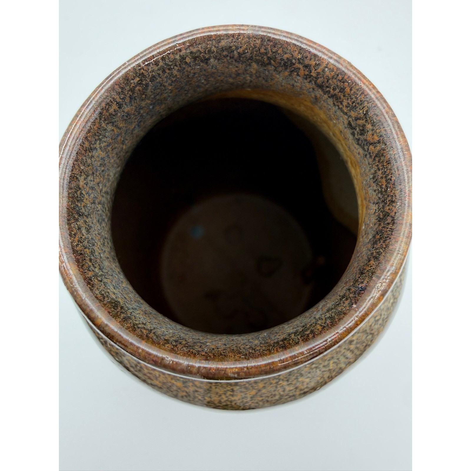 Vintage Studio Art Pottery Vase Brown Earth Tone Drip Glaze Stoneware MCM 5.5&Prime;