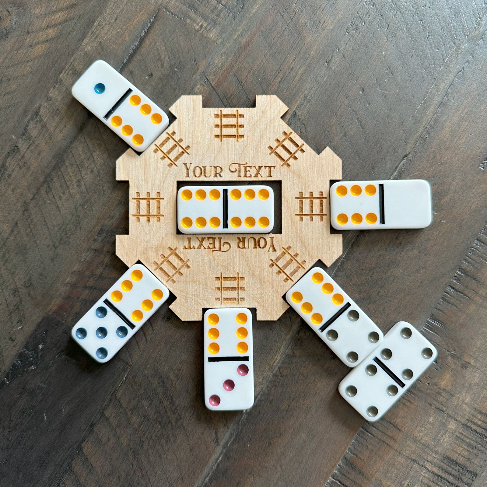 Mexican Train Hub Dominoes Domino Games Birthday Gift Wedding Gift Personalized