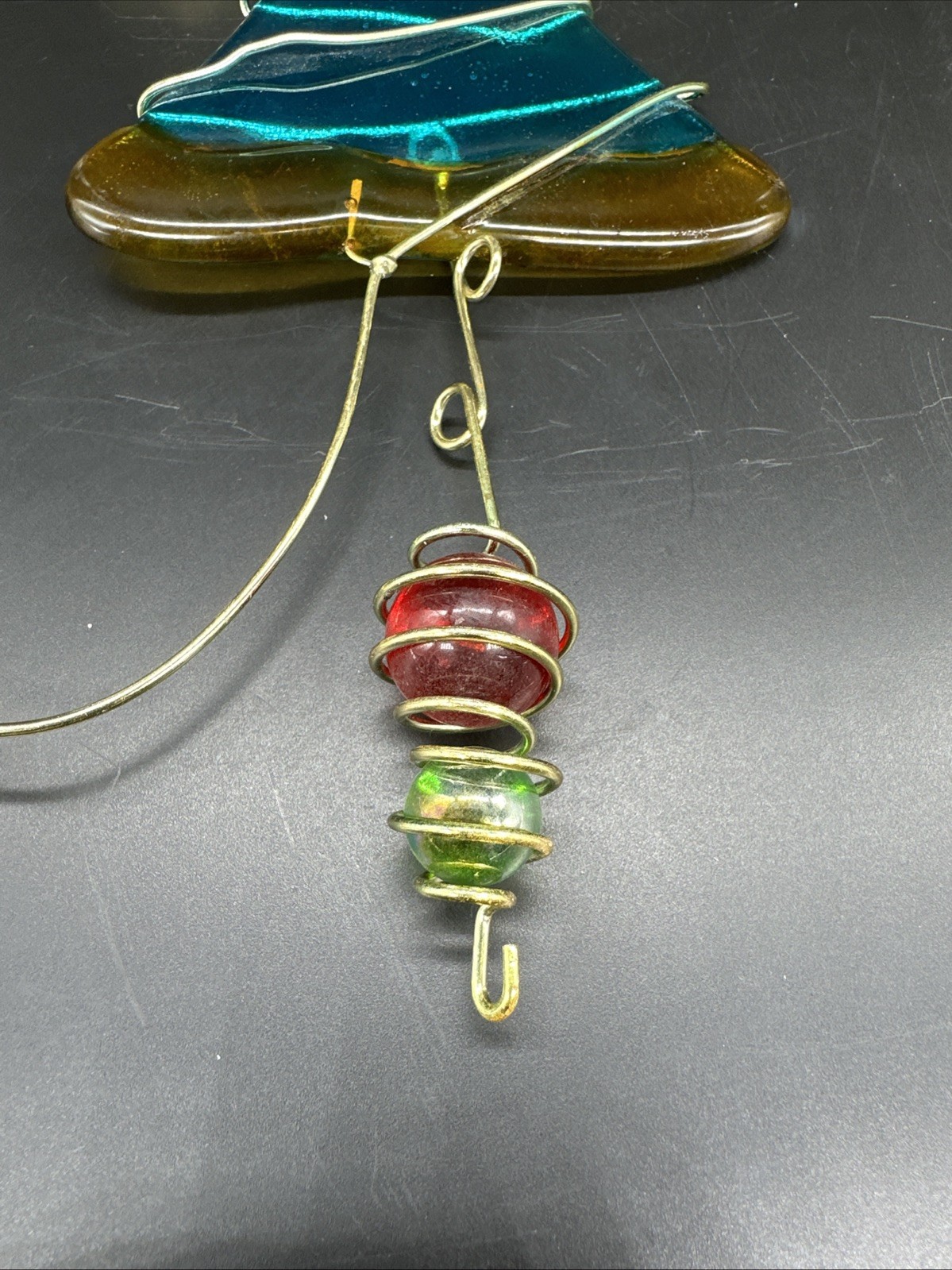 Hanging Fused Stained Glass Angel Wired Suncatcher Colorful Glass Beads 14.5&Prime;
