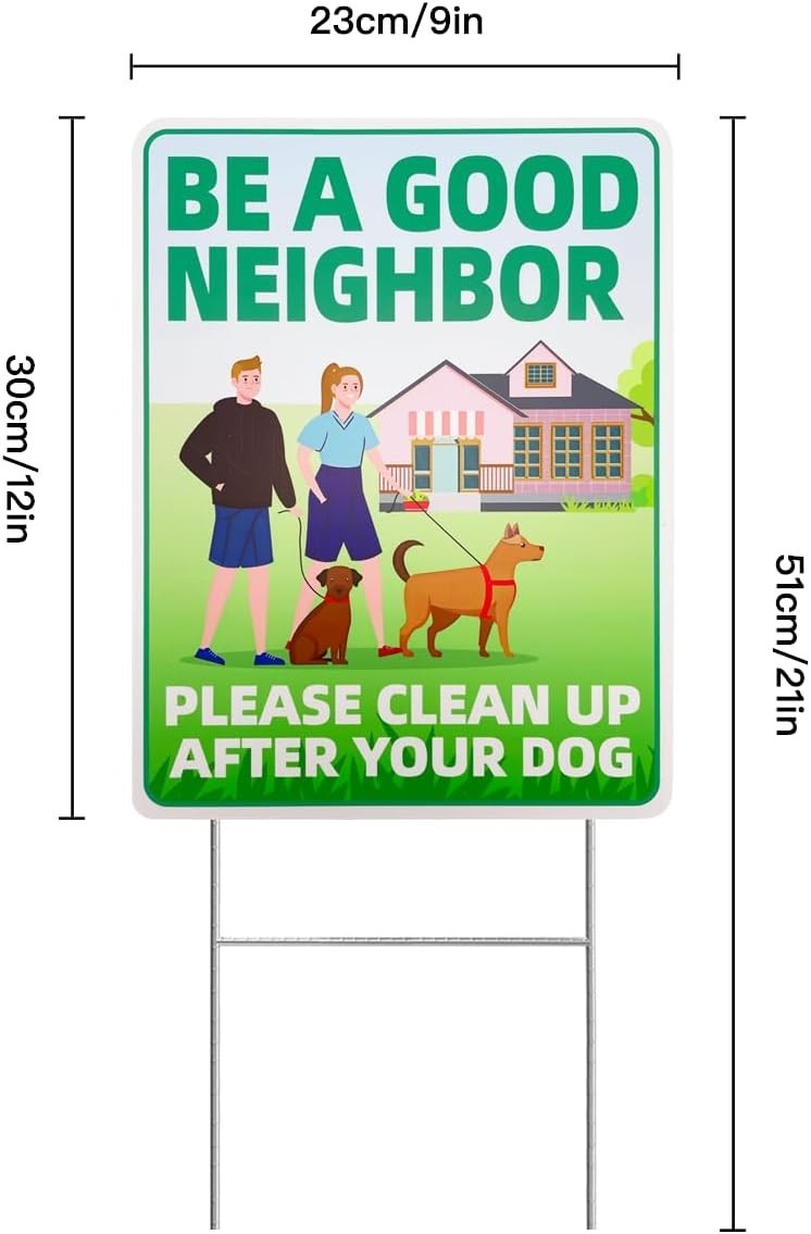 Clean Up After Your Dog Sign 12×9 No Pooping Yard Sign Be A Good Neighbor 2 Pack