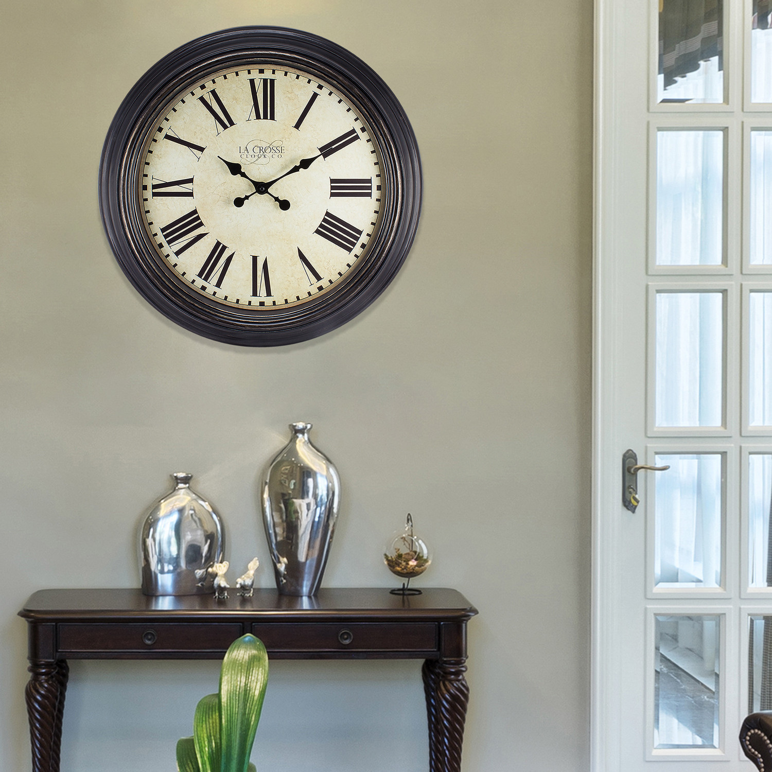404-2658 La Crosse Clock Co. 23&Prime; Plastic Antique Bronze Analog Quartz Wall Clock