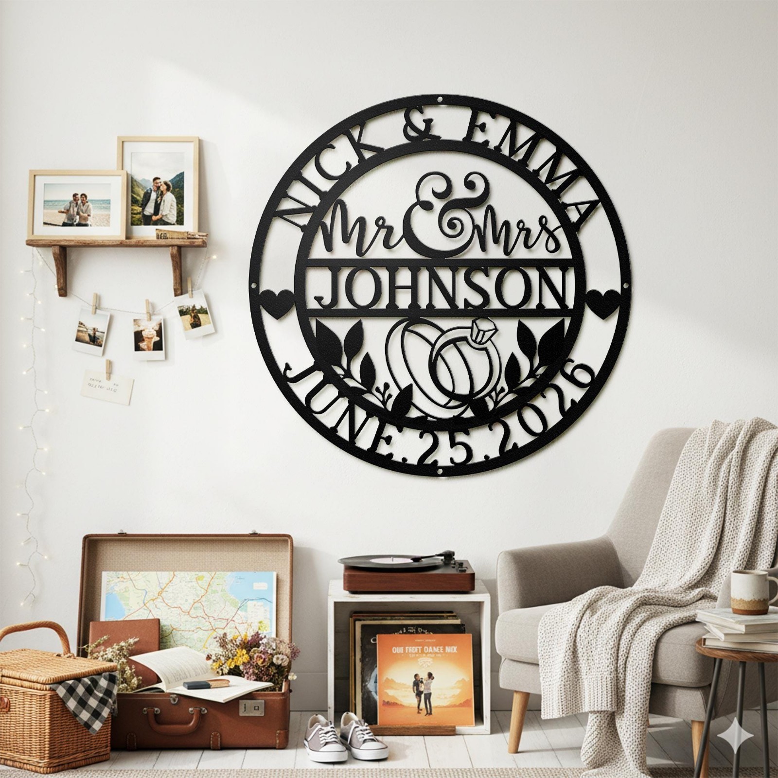 Personalized Mr and Mrs Metal Sign, Custom Wedding Gift Wall Decor