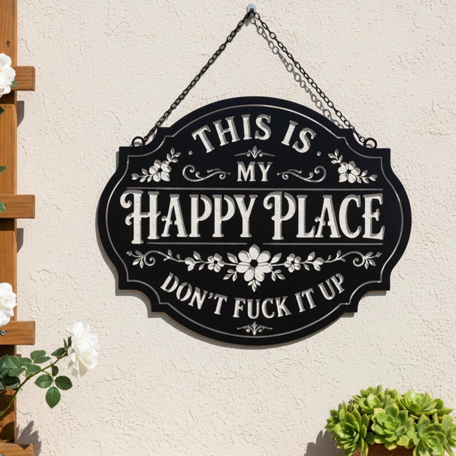 « This Is My Happy Place » Funny Metal Sign – Sarcastic Home Decor