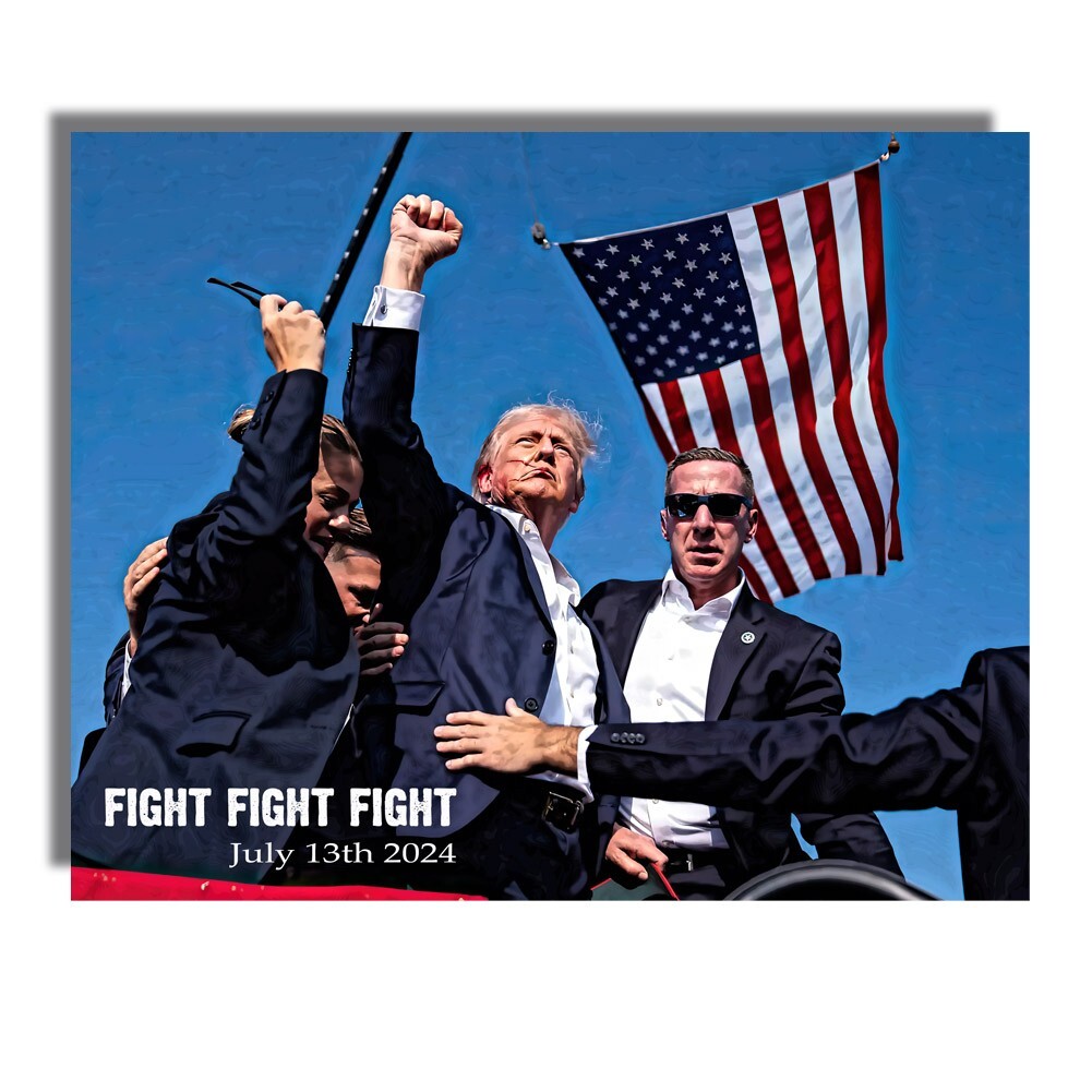 Donald Trump Fight Fight Fight July 13th 2024 16×20 Aluminum Wall Art