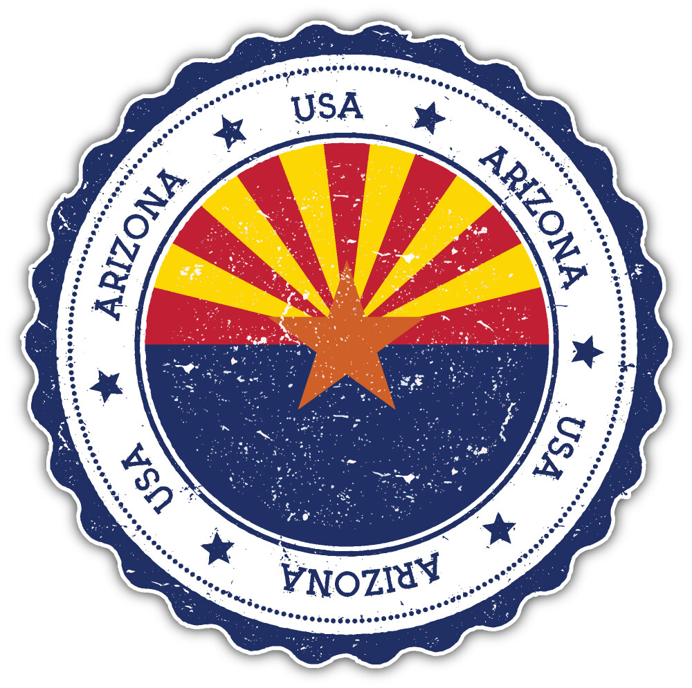 Arizona USA State Grunge Flag Emblem Car Bumper Sticker Decal