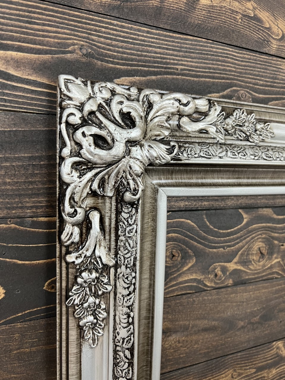 22 x 28 In Stock-Traditional compo XL ornate corners wood frame, Vintage Silver
