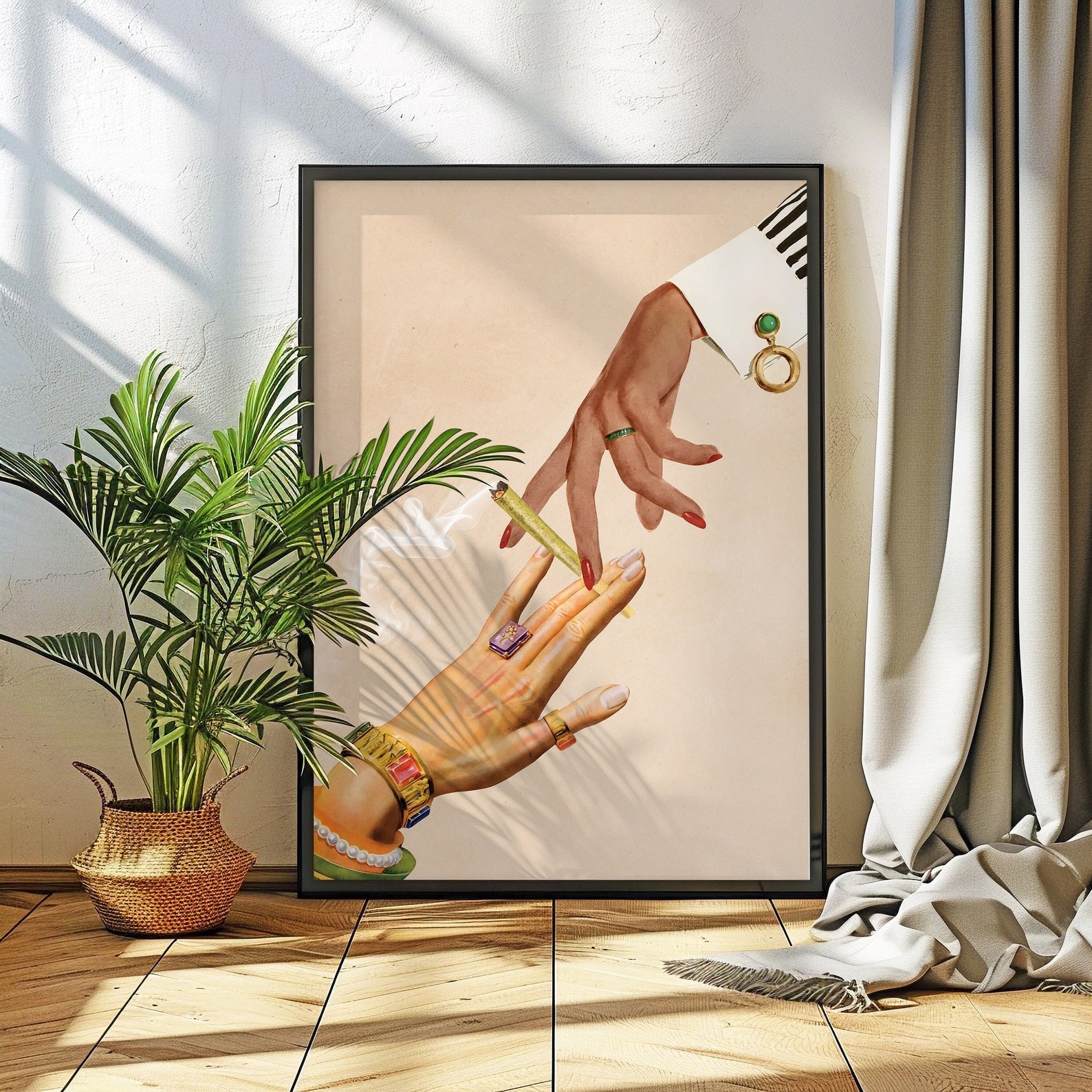 Deep Talks Cannabis Art Print Surreal Trippy Collage Psychedelic -Unframed