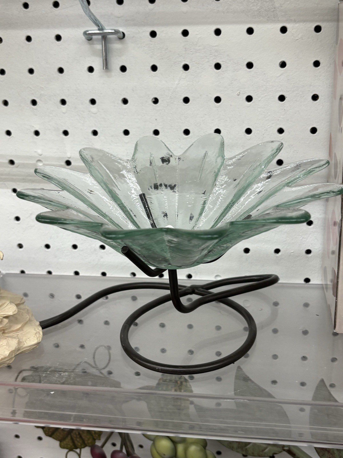 Clear Glass Flower bowl with Metal Stand