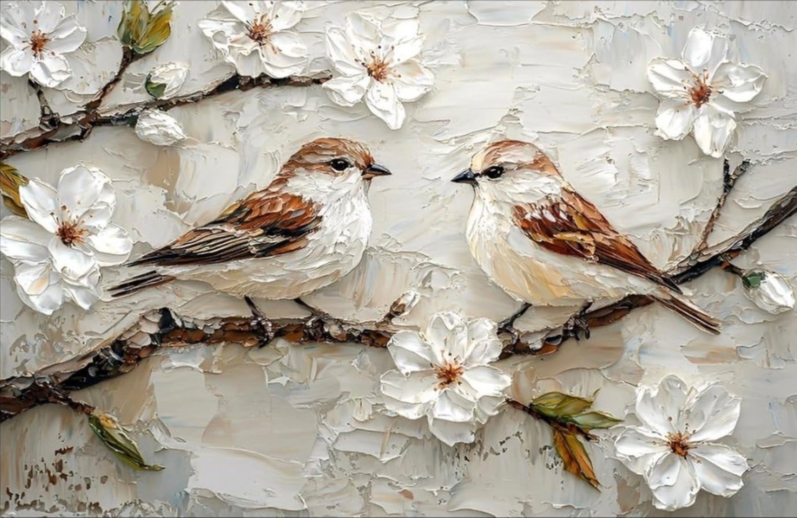 Canvas Wall Art 2 BIRDS IN DOGWOOD TREE 12 x 18 852