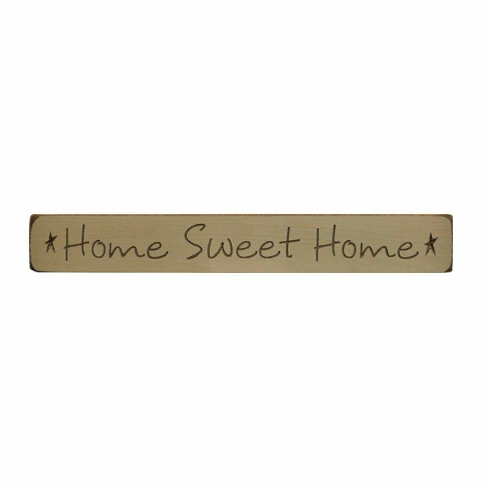 Distressed « Home Sweet Home » Engraved Quote Block Sign- Rustic Country
