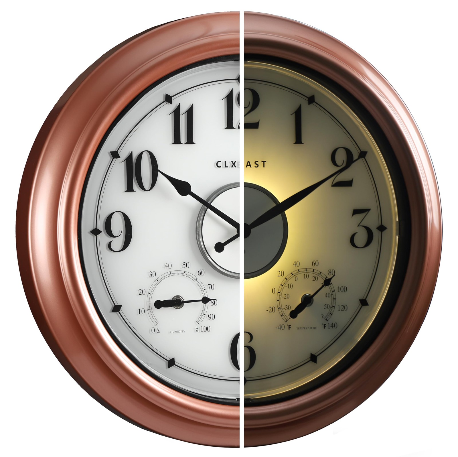 CLXEAST 18 Inch Illuminated Outdoor Indoor Clocks with Smart Sensor,