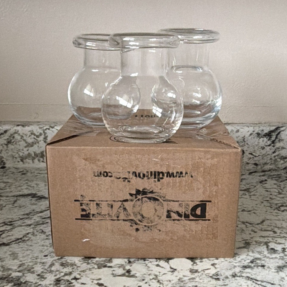 Set of 3 vintage Clear Glass Bulb Vases, Free Standing Glass Decor, Thick Glass
