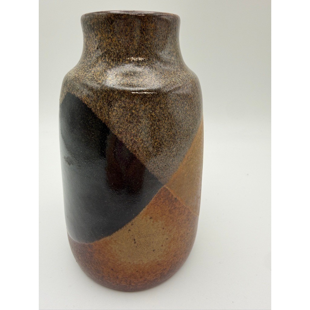 Vintage Studio Art Pottery Vase Brown Earth Tone Drip Glaze Stoneware MCM 5.5&Prime;