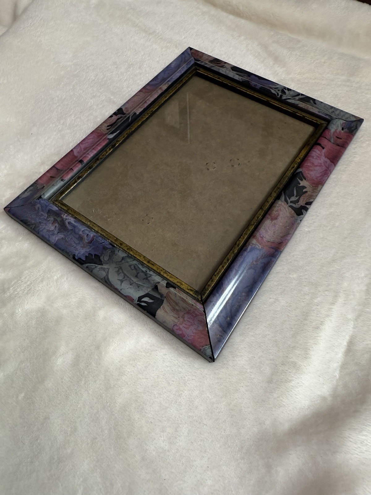 5×7 Vintage Pink Purple Floral Gold Border Plastic Antique Picture Photo Frame