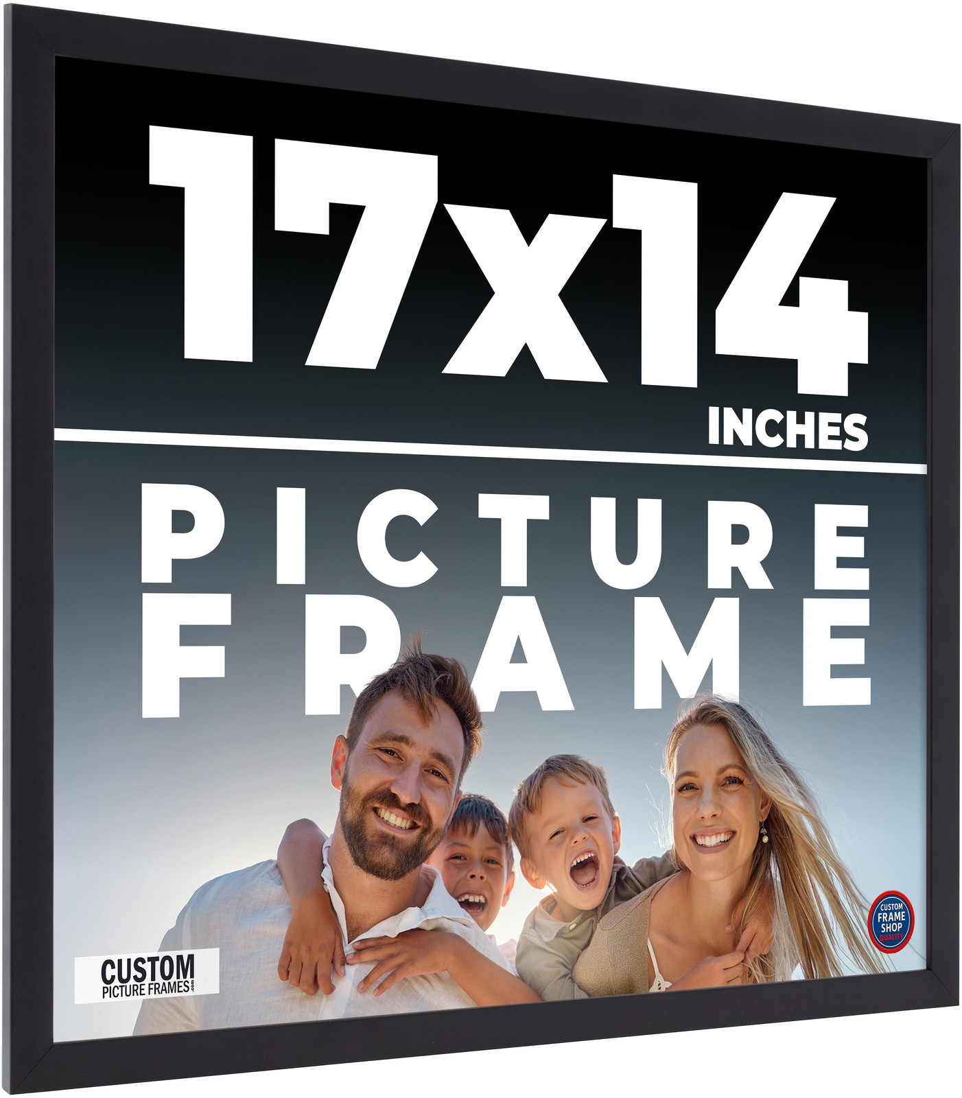 17×14 Frame Black Real Wood Picture Frame Width 0.75 inches | Interior Frame Dep