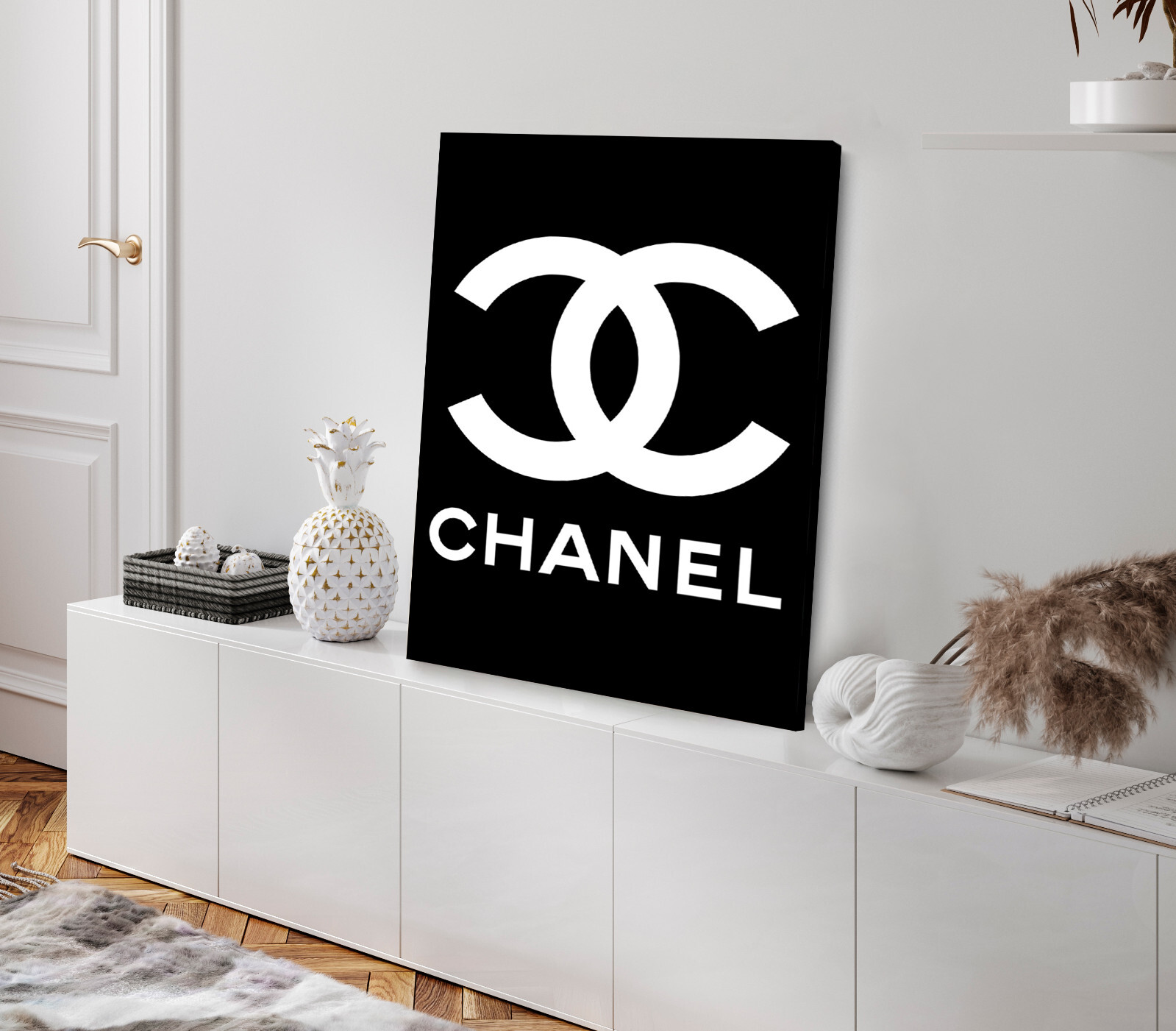 Fashion Logo White Vector Design Stretched Canvas 40x50cm Print