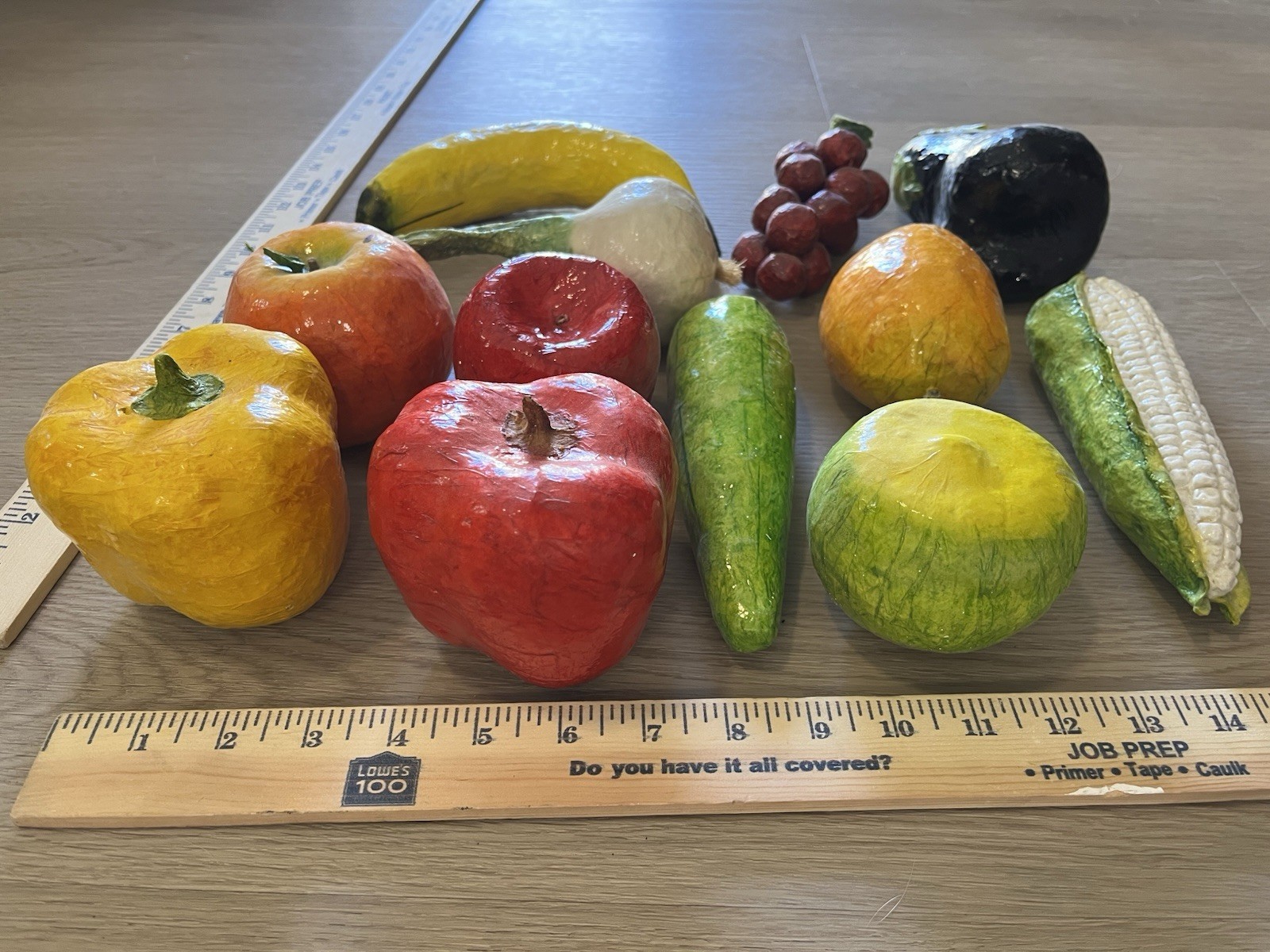 Vintage Handmade Papier Mache Faux Fruit Vegetable Lot 11 Pc Kitchen Decor Folk