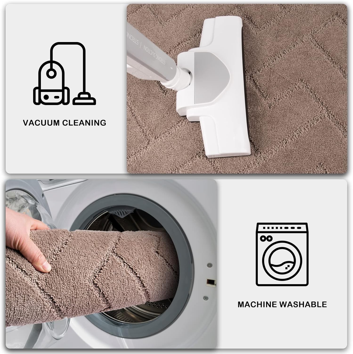Easy Care Area Rug 4ft x 6ft, Non-Slip Machine Washable Entry Rug, Stain